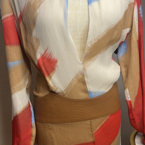 GIANNI VERSACE VINTAGE!! GORGEOUS SILK & LEATHER DRESS - Picture 7 of 14